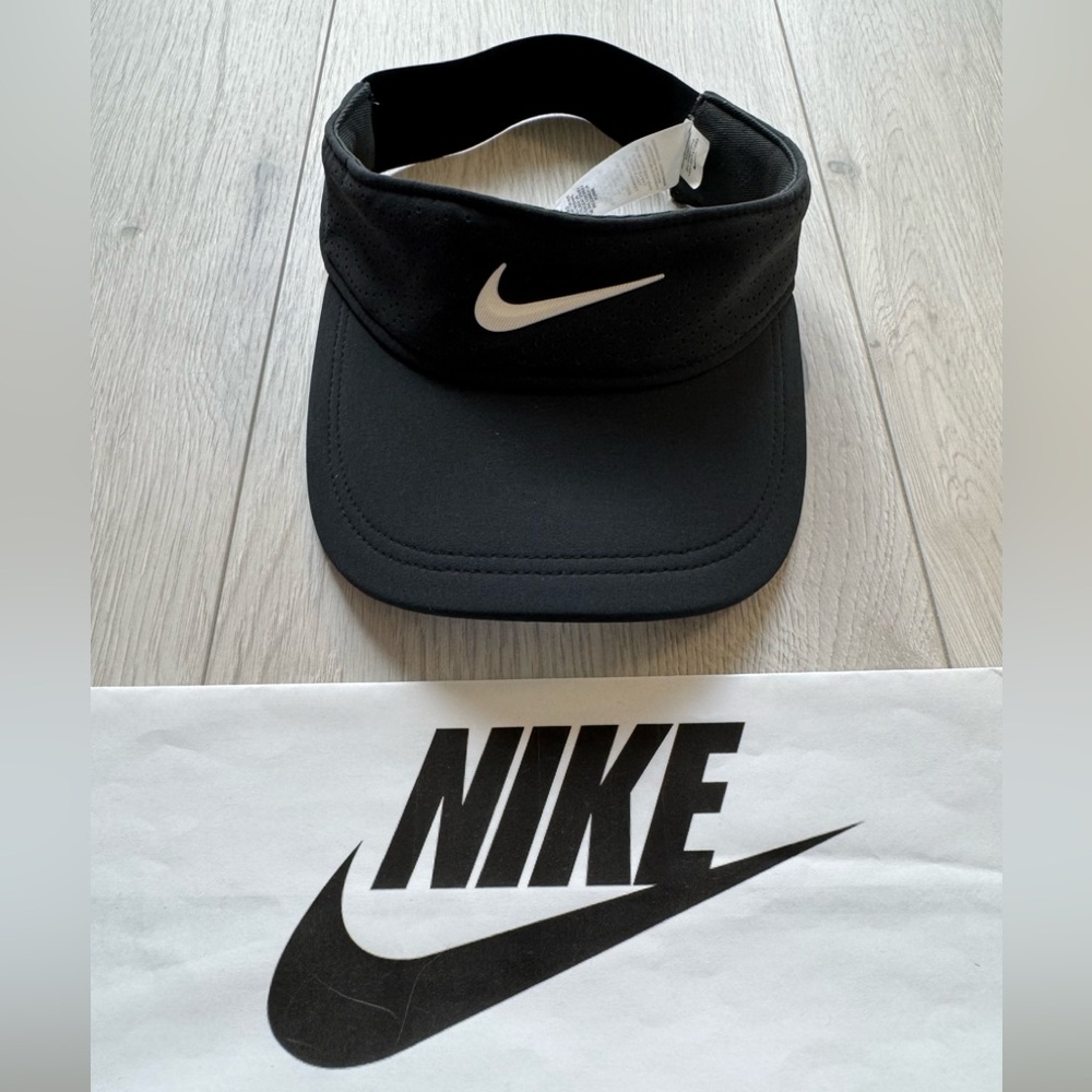 Nike Black Visor with White Swoosh